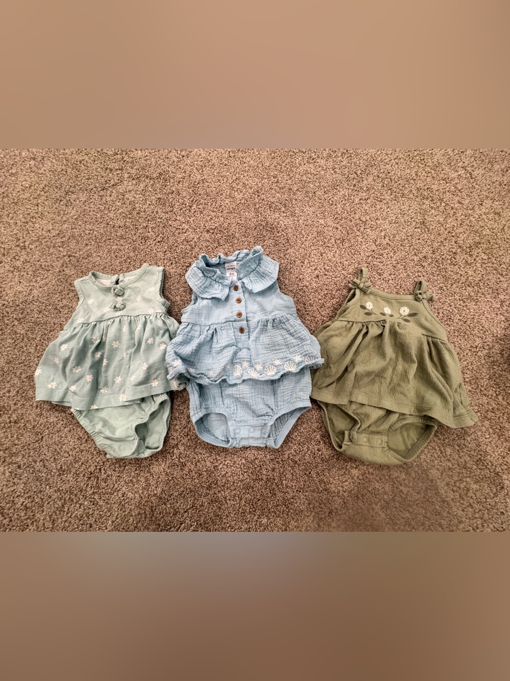 Carter's Light Blue Ruffled Muslin Baby Romper